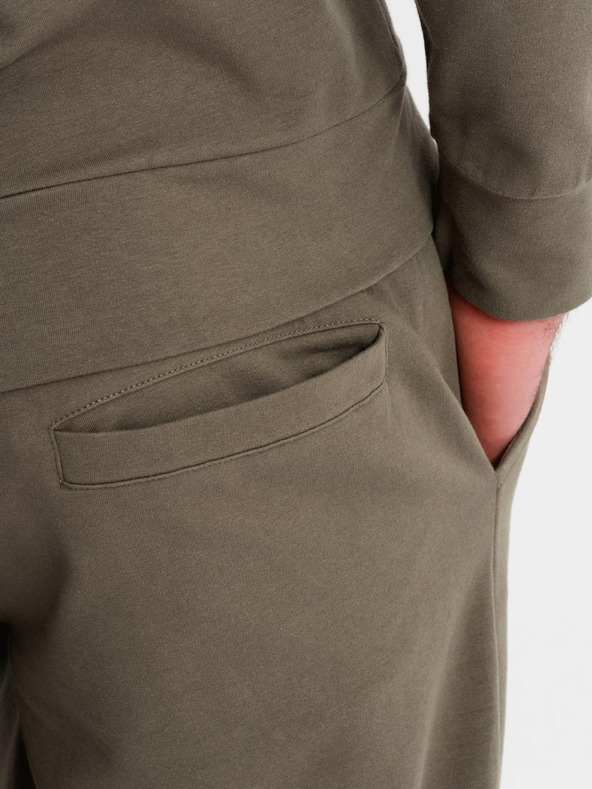 Ombre Clothing Pánská mikina s kapucí + tepláky - olivová