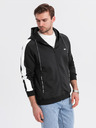 Ombre Clothing Pánská mikina na zip s kapucí a lemováním - černá