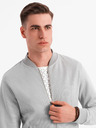 Ombre Clothing Pánská pletená bunda bomber - šedá