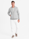 Ombre Clothing Pánská pletená bunda bomber - šedá