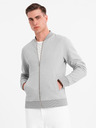 Ombre Clothing Pánská pletená bunda bomber - šedá
