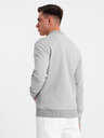 Ombre Clothing Pánská pletená bunda bomber - šedá