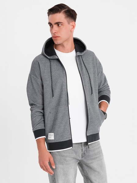 Ombre Clothing Pánská měkce strukturovaná mikina s kapucí - černá