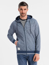 Ombre Clothing Pánská měkce strukturovaná mikina s kapucí - tmavě modrá