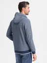 Ombre Clothing Pánská měkce strukturovaná mikina s kapucí - tmavě modrá