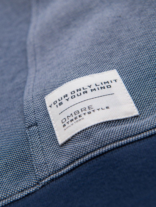 Ombre Clothing Pánská měkce strukturovaná mikina s kapucí - tmavě modrá