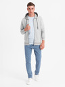 Ombre Clothing Pánská měkce strukturovaná mikina s kapucí - šedá
