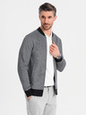 Ombre Clothing Pánská pletená bunda bomber - černá