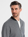 Ombre Clothing Pánská pletená bunda bomber - černá