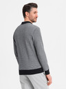 Ombre Clothing Pánská pletená bunda bomber - černá