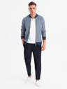 Ombre Clothing Pánská pletená bunda bomber - tmavě modrá