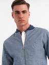 Ombre Clothing Pánská pletená bunda bomber - tmavě modrá
