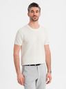 Ombre Clothing Pánské pletené tričko s jemnou texturou - bílé