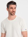 Ombre Clothing Pánské pletené tričko s jemnou texturou - bílé