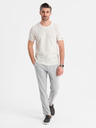 Ombre Clothing Pánské pletené tričko s jemnou texturou - bílé