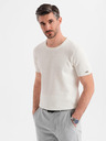 Ombre Clothing Pánské pletené tričko s jemnou texturou - bílé