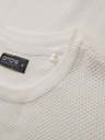 Ombre Clothing Pánské pletené tričko s jemnou texturou - bílé