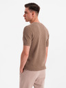 Ombre Clothing Pánská pletená košile s jemnou texturou - světle hnědá
