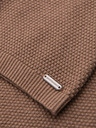 Ombre Clothing Pánská pletená košile s jemnou texturou - světle hnědá