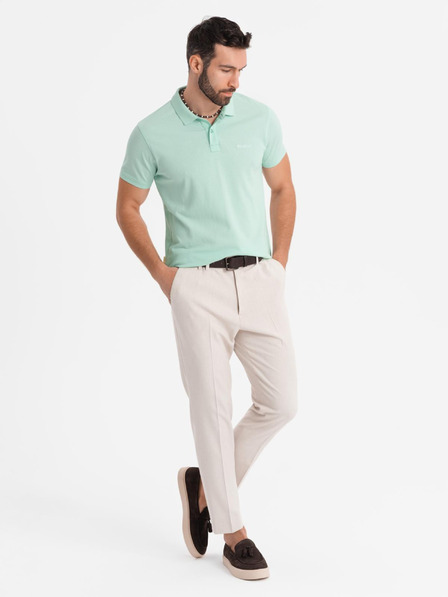 Ombre Clothing Bavlněná polokošile z piké úpletu - mátová