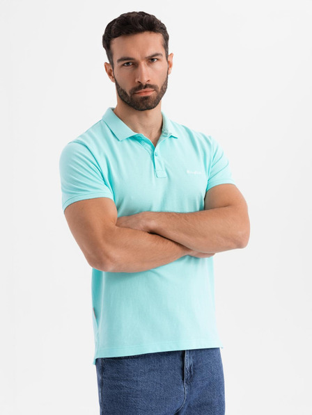 Ombre Clothing Bavlněná polokošile z piké úpletu - modrá