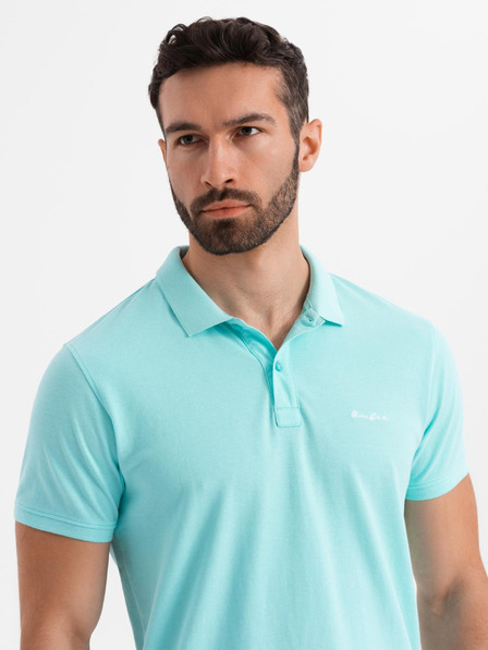 Ombre Clothing Bavlněná polokošile z piké úpletu - modrá