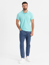 Ombre Clothing Bavlněná polokošile z piké úpletu - modrá