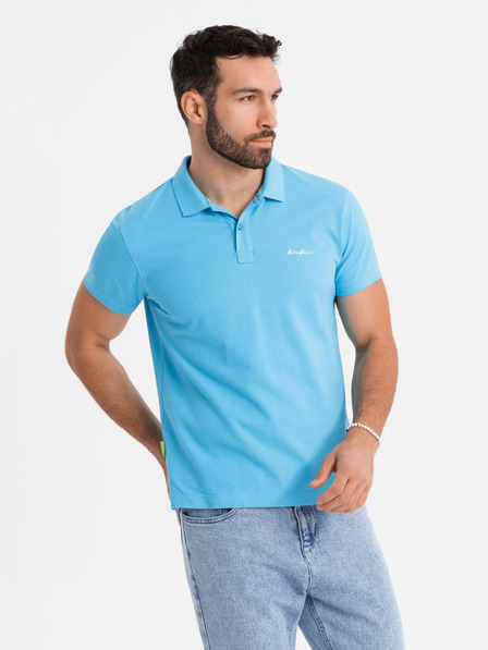 Ombre Clothing Bavlněná polokošile z piké úpletu - světle modrá