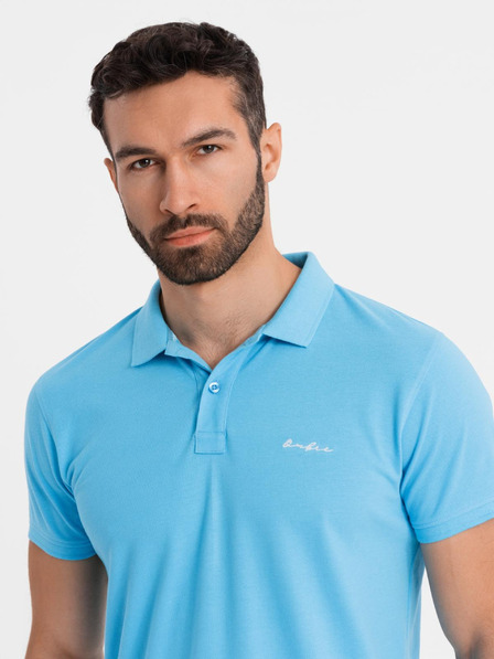 Ombre Clothing Bavlněná polokošile z piké úpletu - světle modrá