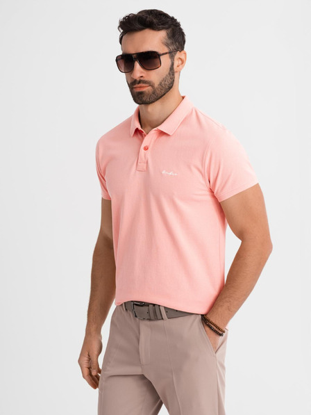 Ombre Clothing Bavlněná polokošile z piké úpletu - růžová