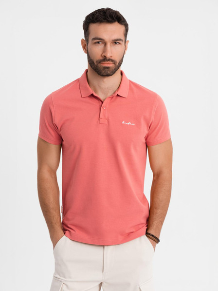 Ombre Clothing Bavlněná polokošile z piké úpletu - korálová