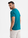Ombre Clothing Pánské bavlněné tričko s potiskem kapsy - tyrkysové