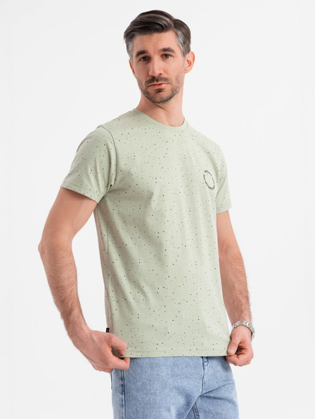 Ombre Clothing Pánské bavlněné tričko s potiskem a kulatým výstřihem - mint