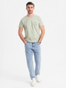 Ombre Clothing Pánské bavlněné tričko s potiskem a kulatým výstřihem - mint
