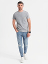 Ombre Clothing Bavlněné tričko s potiskem na hrudi a zádech - šedé