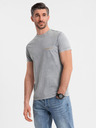 Ombre Clothing Bavlněné tričko s potiskem na hrudi a zádech - šedé