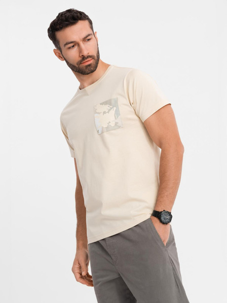 Ombre Clothing Pánské bavlněné tričko s potiskem kapsy - tyrkysové