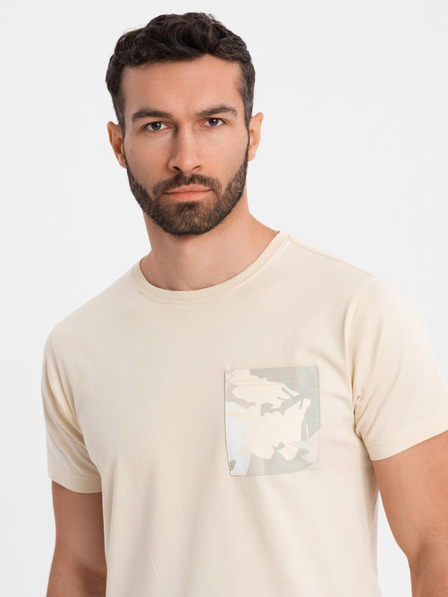Ombre Clothing Pánské bavlněné tričko s potiskem kapsy - tyrkysové