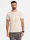 Ombre Clothing Pánské bavlněné tričko s potiskem kapsy - tyrkysové