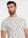 Ombre Clothing Bavlněné tričko s potiskem a kulatým výstřihem - krémové