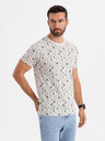 Ombre Clothing Bavlněné tričko s potiskem a kulatým výstřihem - krémové
