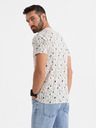 Ombre Clothing Bavlněné tričko s potiskem a kulatým výstřihem - krémové