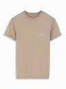 Ombre Clothing Bavlněné tričko s potiskem na prsou a zádech - tmavě béžové