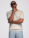 Ombre Clothing Pánské pletené tričko s knoflíky u výstřihu - světle šedé