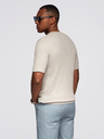 Ombre Clothing Pánské pletené tričko s knoflíky u výstřihu - světle šedé