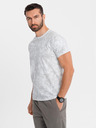 Ombre Clothing Pánské vzorované bavlněné tričko s krátkým rukávem - bílé