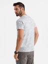 Ombre Clothing Pánské vzorované bavlněné tričko s krátkým rukávem - bílé