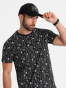 Ombre Clothing Bavlněné tričko s potiskem a kulatým výstřihem - černé
