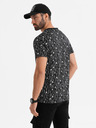 Ombre Clothing Bavlněné tričko s potiskem a kulatým výstřihem - černé