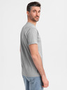 Ombre Clothing Pánské bavlněné tričko s potiskem a kulatým výstřihem - světle šedé